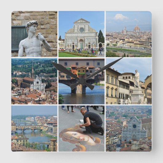 Instagramのスタイル旅行写真 スクエア壁時計 (正面)