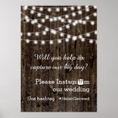 Instagramのハッシュタグを持つライトの結婚列 ポスター (正面)
