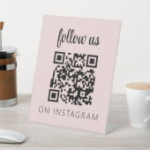 Instagramのピンクミニマル後を追リストQRコード 台座サイン (インサイチュ)