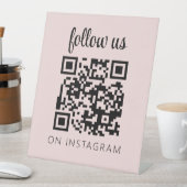 Instagramのピンクミニマル後を追リストQRコード 台座サイン (インサイチュ)