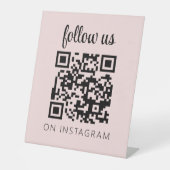 Instagramのピンクミニマル後を追リストQRコード 台座サイン (正面)