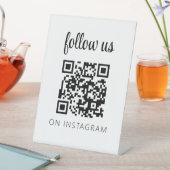 Instagramのピンクミニマル後を追リストQRコード 台座サイン (インサイチュ)