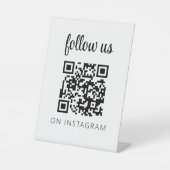 Instagramのピンクミニマル後を追リストQRコード 台座サイン (正面)