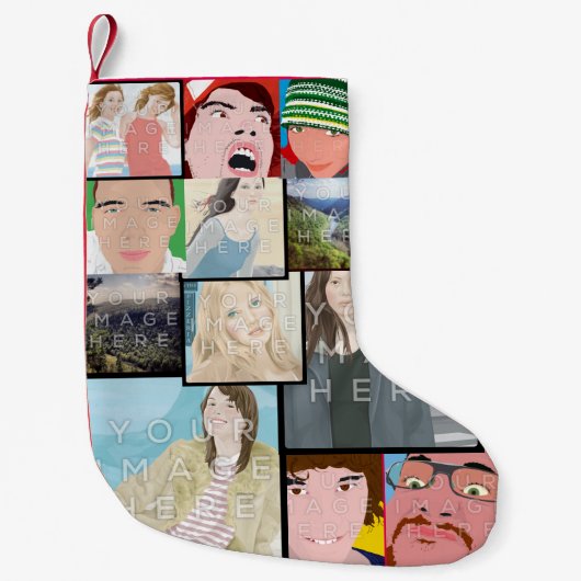 Instagramのモザイク写真のカスタムなクリスマスのストッキング スモールクリスマスストッキング (正面)