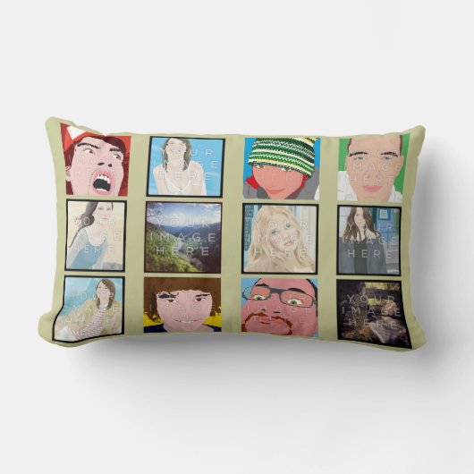Instagramのモザイク写真のパーソナライズな枕 ランバークッション (正面)