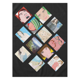 Instagramのモザイク写真の黒の綿のテーブルクロス テーブルクロス