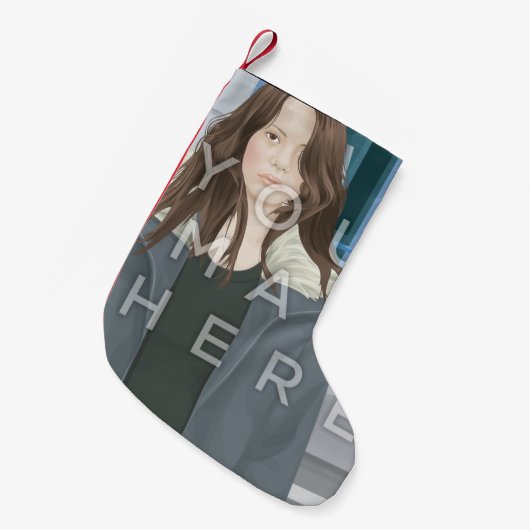 Instagramの写真のカスタマイズ可能なクリスマスのストッキング スモールクリスマスストッキング (正面 (吊り時))