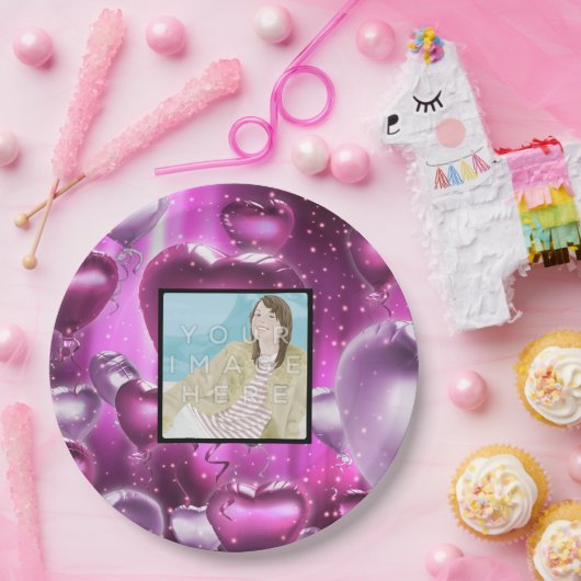 Instagramの写真のカスタムなハートの紙皿 ペーパープレート (パーティー)