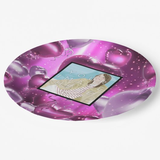 Instagramの写真のカスタムなハートの紙皿 ペーパープレート (アングル)