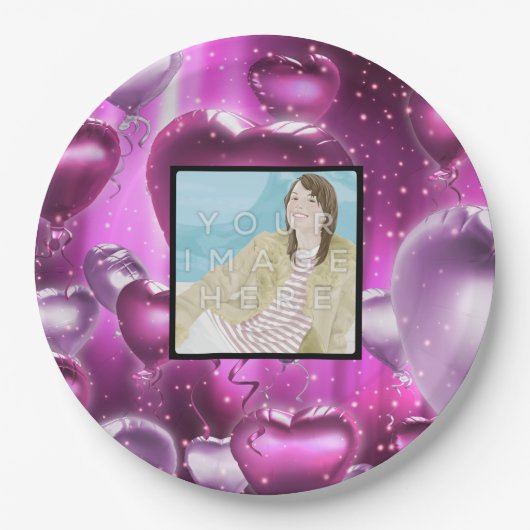 Instagramの写真のカスタムなハートの紙皿 ペーパープレート (正面)