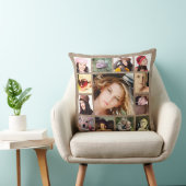 Instagramの写真のコラージュが付いているフェイクなバーラップ クッション (椅子)