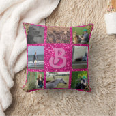 Instagramの写真のコラージュのピンク|のカスタムなモノグラム クッション (ブランケット)