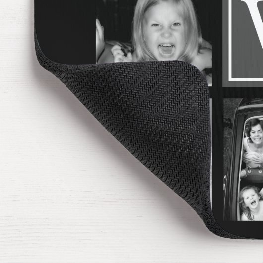 Instagramの写真のコラージュのモノグラムの黒及び白 マウスパッド (コーナー)