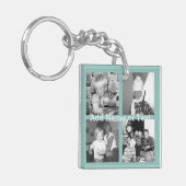 Instagramの写真のコラージュ4つの写真-青い縞 キーホルダー (正面左)