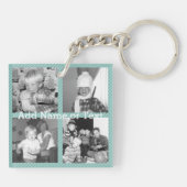 Instagramの写真のコラージュ4つの写真-青い縞 キーホルダー (裏面)