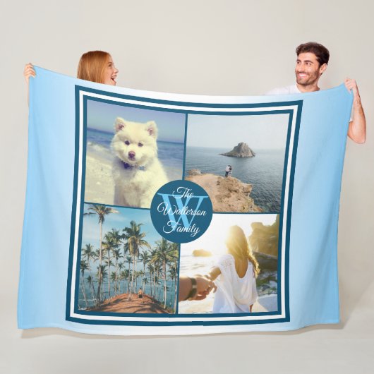 Instagramの写真の格子はあなた自身の夏のコラージュを作ります フリースブランケット (インサイチュ)