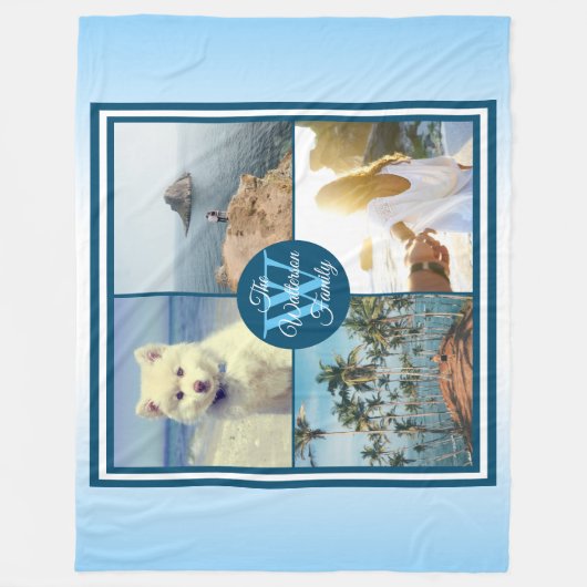 Instagramの写真の格子はあなた自身の夏のコラージュを作ります フリースブランケット (正面)