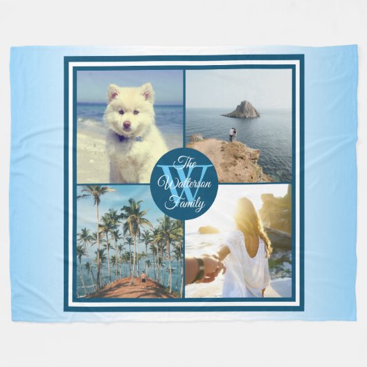 Instagramの写真の格子はあなた自身の夏のコラージュを作ります フリースブランケット (正面(横))