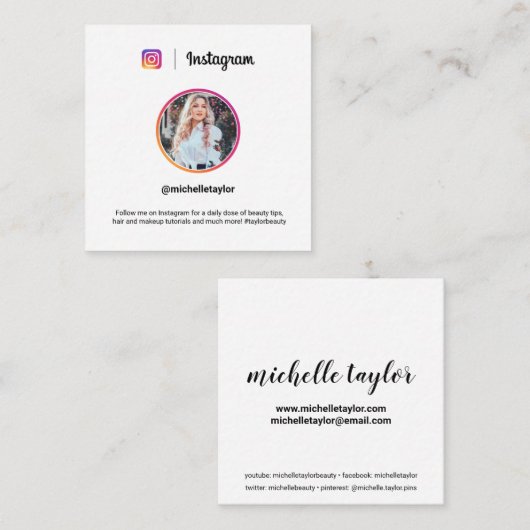 Instagramの写真トレンディーソーシャルメディアモダンホワイト コーリングカード (正面/裏面)