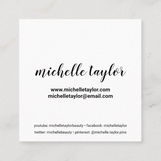 Instagramの写真トレンディーソーシャルメディアモダンホワイト コーリングカード (裏面)