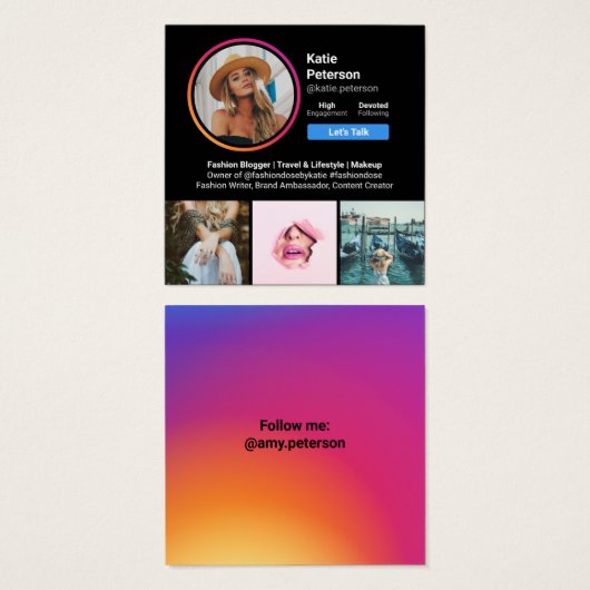 Instagramの写真ブラックトレンディーソーシャルメディアのプロファイル (正面&裏面)