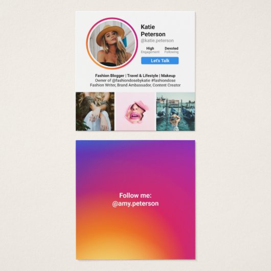 Instagramの写真ホワイトトレンディーソーシャルメディアのプロファイル (正面&裏面)