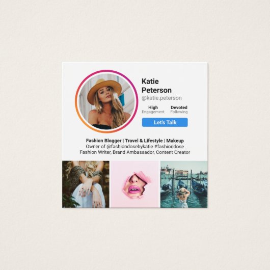 Instagramの写真ホワイトトレンディーソーシャルメディアのプロファイル (正面)