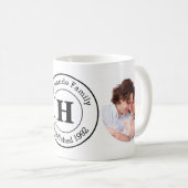 Instagramの写真2枚とモノグラムパーソナライズされた コーヒーマグカップ (正面右)