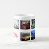 Instagramの写真9枚と白のピンクのモノグラム コーヒーマグカップ (中央)