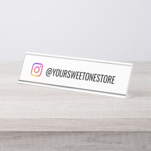 Instagramの名前とSNSアイコン  デスクネームプレート (正面)