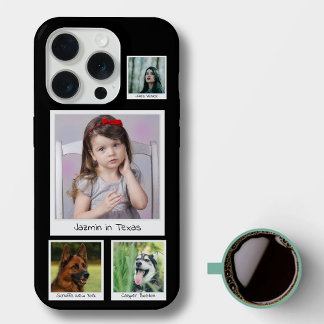 Instagramの思い出コラージュ ブラック 4枚の写真 iPhone 15 proケース