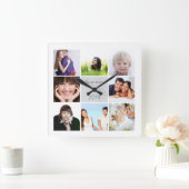 Instagramの柱時計の家族またはカップルの写真 スクエア壁時計 (ホーム)