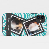 Instagramの2つの正方形の写真を持つターコイズのシマウマ Case-Mate iPhoneケース (裏面(横))