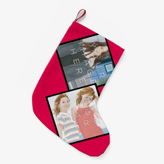 Instagramの2写真のカスタマイズ可能なクリスマスのストッキング スモールクリスマスストッキング (正面 (吊り時))