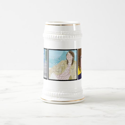 Instagramの3写真のカスタマイズ可能なステインのマグ ビールジョッキ (中央)