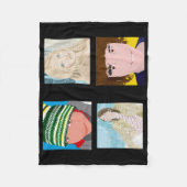 Instagramの4写真の黒のカスタムのフリースブランケット フリースブランケット (正面)