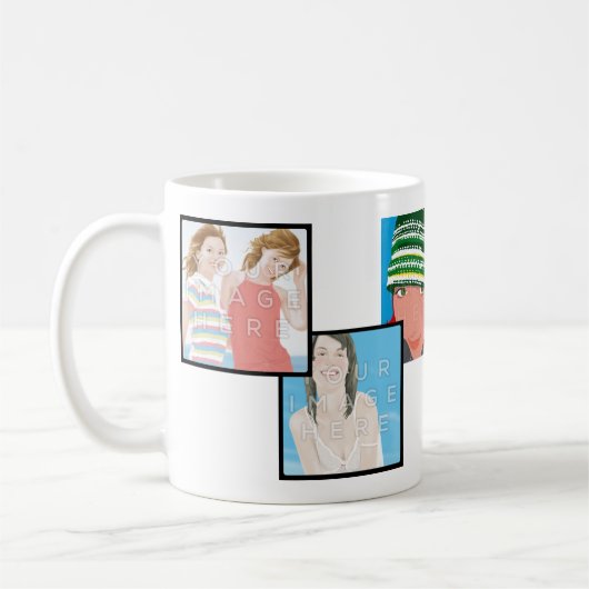 Instagramの6写真のカスタマイズ可能でクラシックなマグのデザイン コーヒーマグカップ (左)