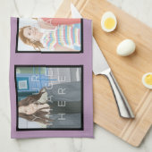 Instagramの6写真のカスタムなすみれ色の台所タオル キッチンタオル (四つ折り)