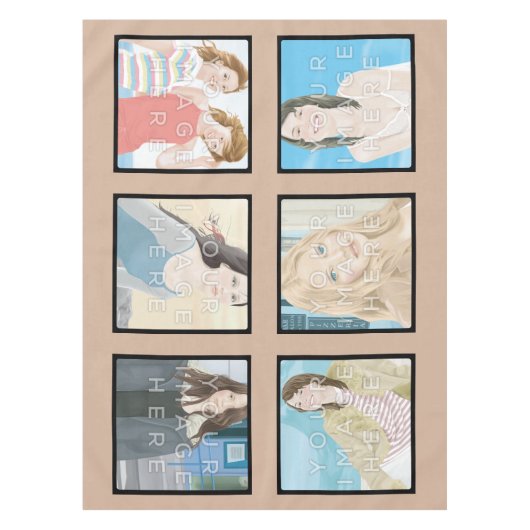 Instagramの6写真のベージュカスタムな綿のテーブルクロス テーブルクロス (正面)