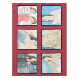 Instagramの6写真の赤くカスタムな綿のテーブルクロス テーブルクロス