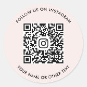 InstagramのQRコードステッカー ピンク ラウンドシール (正面)