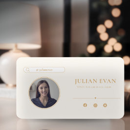 Instagramエレガントアイボリーホワガーリーイト・ビジネス・カード 名刺