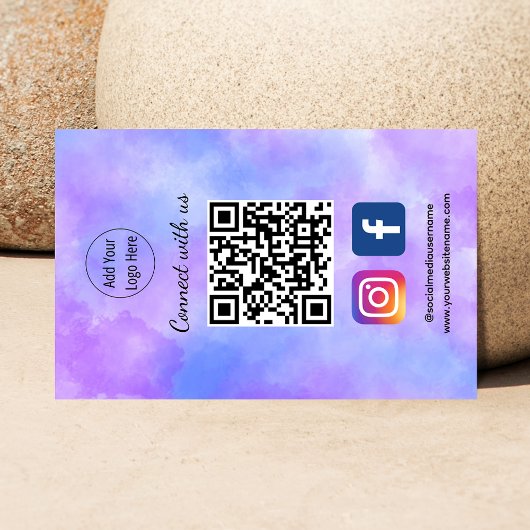 InstagramカスタムとFacebookパープルのQRコード 名刺