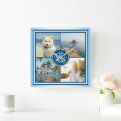 Instagramグリッドの夏の写真コラージュを作成 スクエア壁時計 (ホーム)