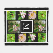 Instagramコラージュあなたの写真カスタムモノグラム フリースブランケット (正面(横))