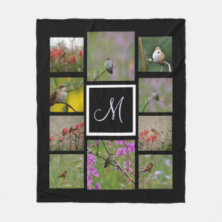 Instagramコラージュあなたの写真カスタムモノグラム フリースブランケット