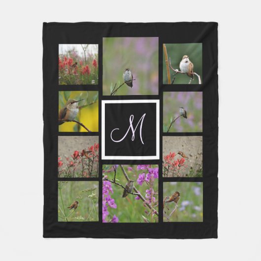 Instagramコラージュあなたの写真カスタムモノグラム フリースブランケット (正面)