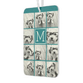 Instagramコラージュとモノグラムカスタムブルー カーエアーフレッシュナー (左)