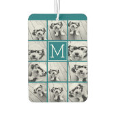 Instagramコラージュとモノグラムカスタムブルー カーエアーフレッシュナー (裏面)