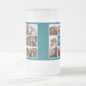 Instagramコラージュとモノグラムカスタムブルー フロストグラスビールジョッキ (中央)